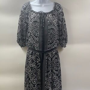 WHBM Black and White Patterned Dress size S